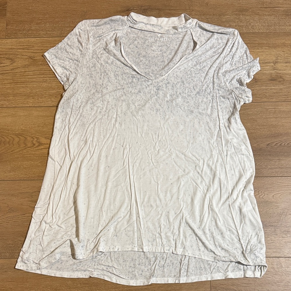 Women's White V-Neck Top